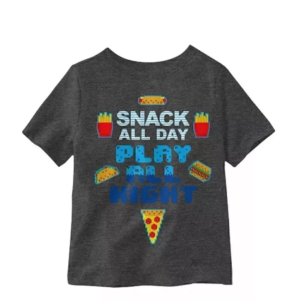 New HYBRID Little Boys Snack All Day Play All Night Graphic T-shirt 7